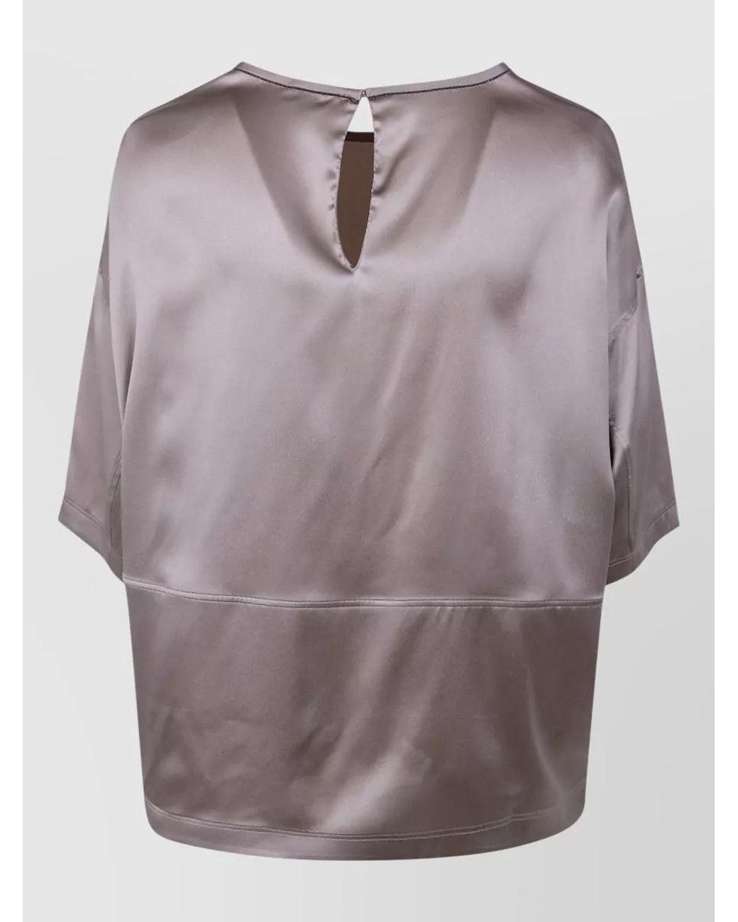 Brunello Cucinelli Purple Silk Short-Sleeve Blouse