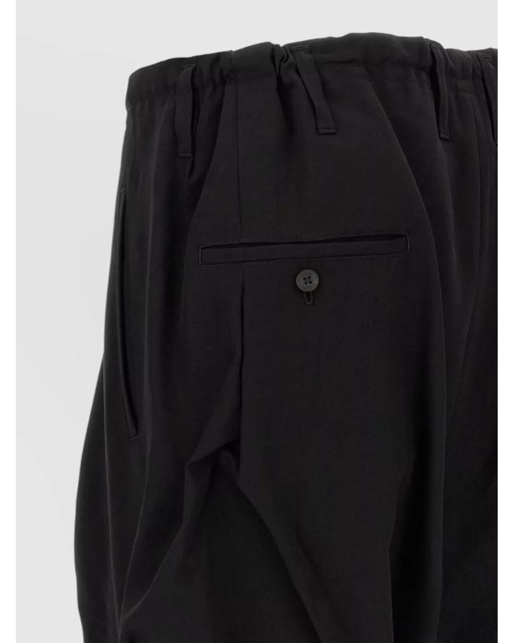 Yohji Yamamoto Black Wool Wide-Leg Drop-Crotch Trousers for men