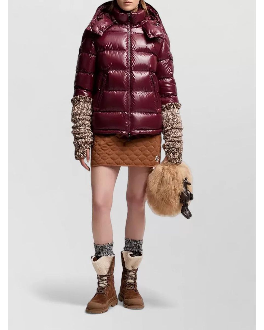 Moncler Red Maire Hooded Short Down Jacket