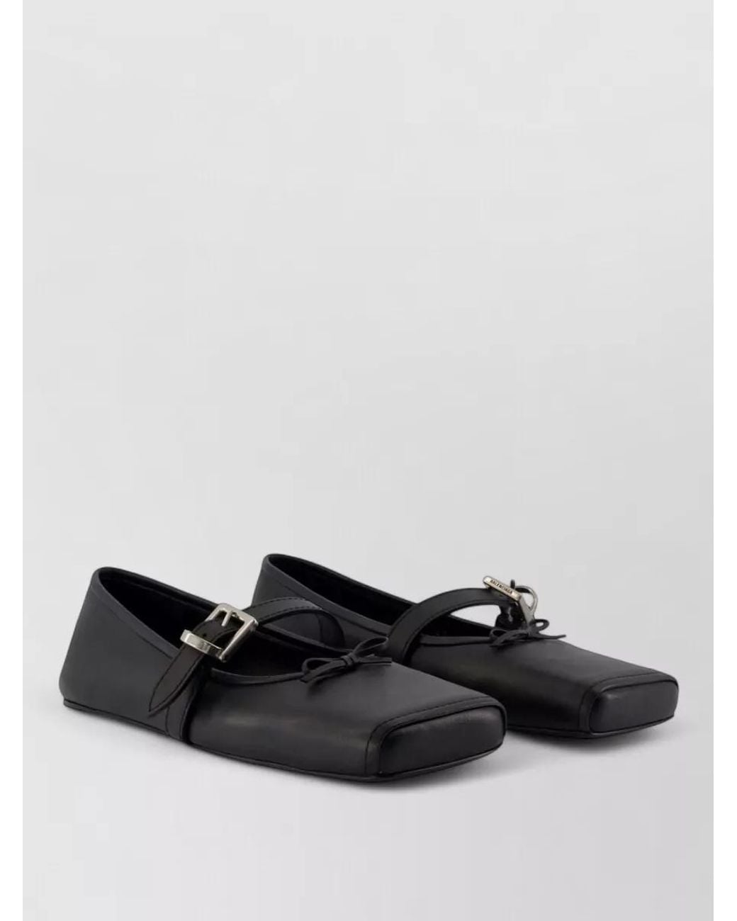 Balenciaga Black Leather Ballerina Loafers