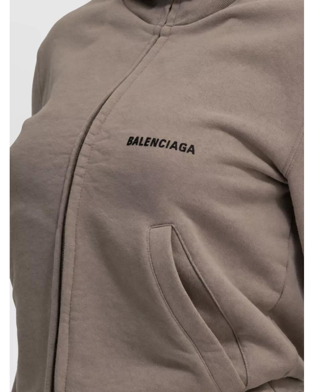 Balenciaga Brown Cotton Zip Up Sweatshirt