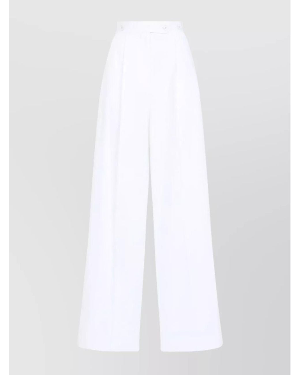Givenchy White Cotton Pleated Wide-Leg Trousers