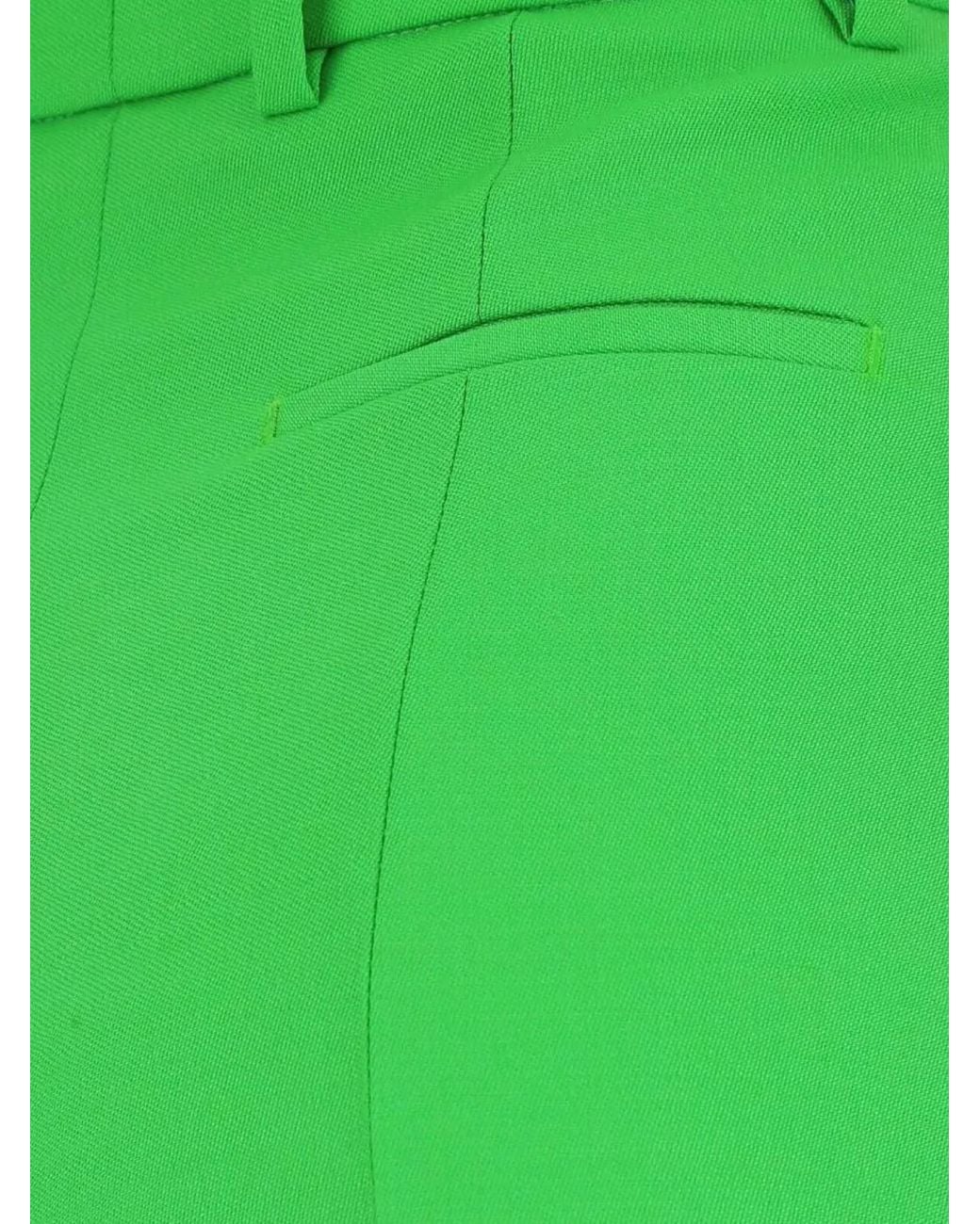 McQueen Green Wool Cigarette Tailored Trousers