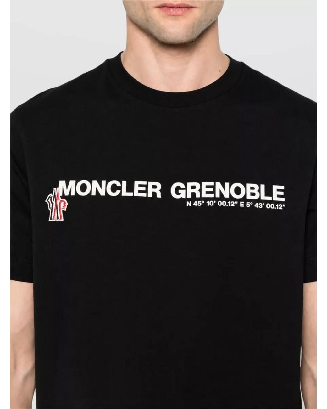 Moncler Black Logo Print Cotton Jersey Crew Neck T-Shirt for men