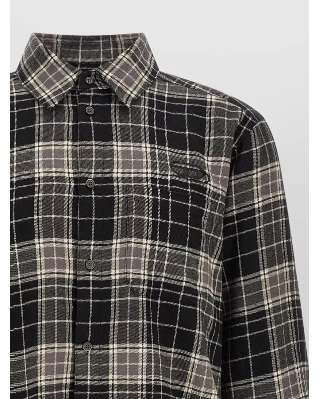 DIESEL Gray Checked Cotton Long-Sleeve Shirt for men
