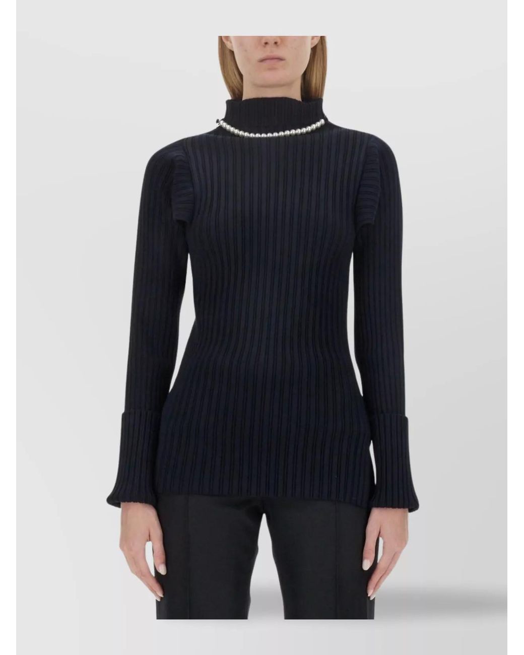 Philosophy Blue Ribbed Slim-Fit Jumper