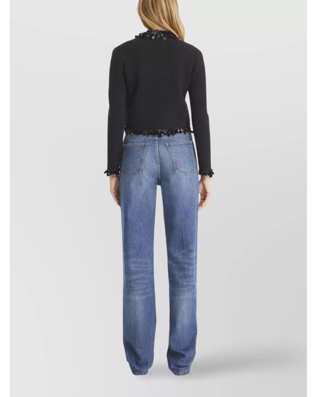 Tory Burch Black Sequin Trim Wool-Cashmere Cardigan