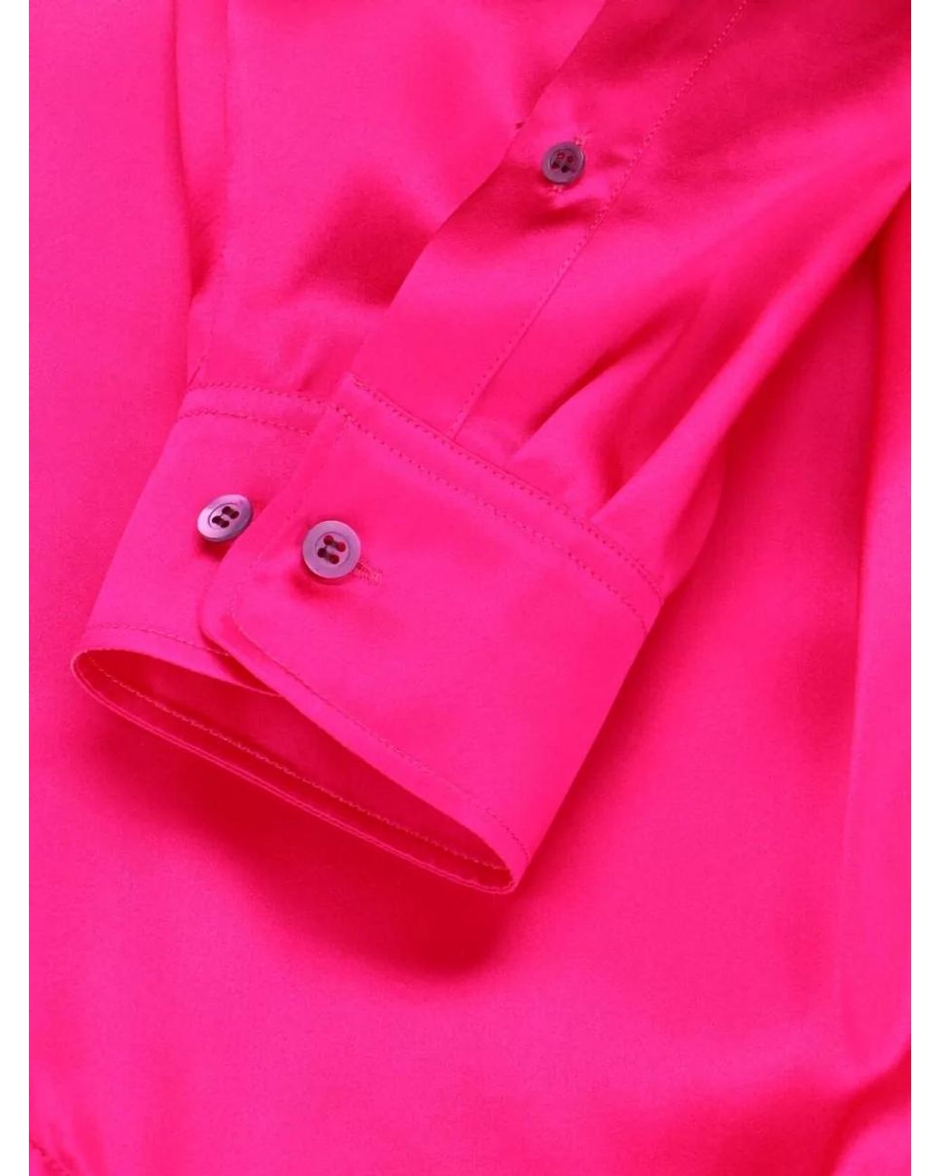 Dries Van Noten Pink Silk Oversized Long-Sleeve Shirt