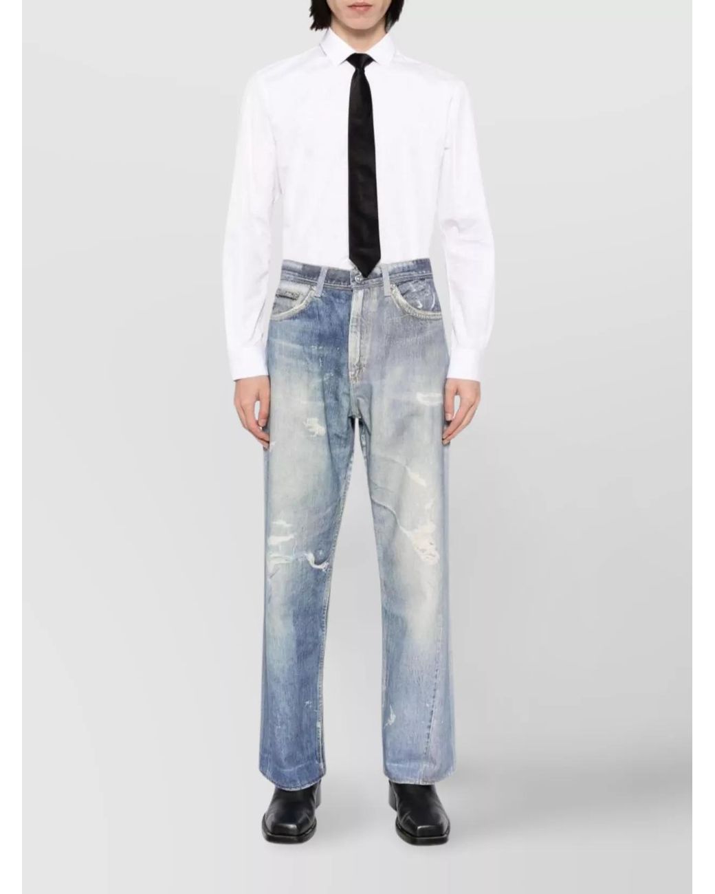 Our Legacy Blue Denim Distressed Wide-Leg Jeans for men