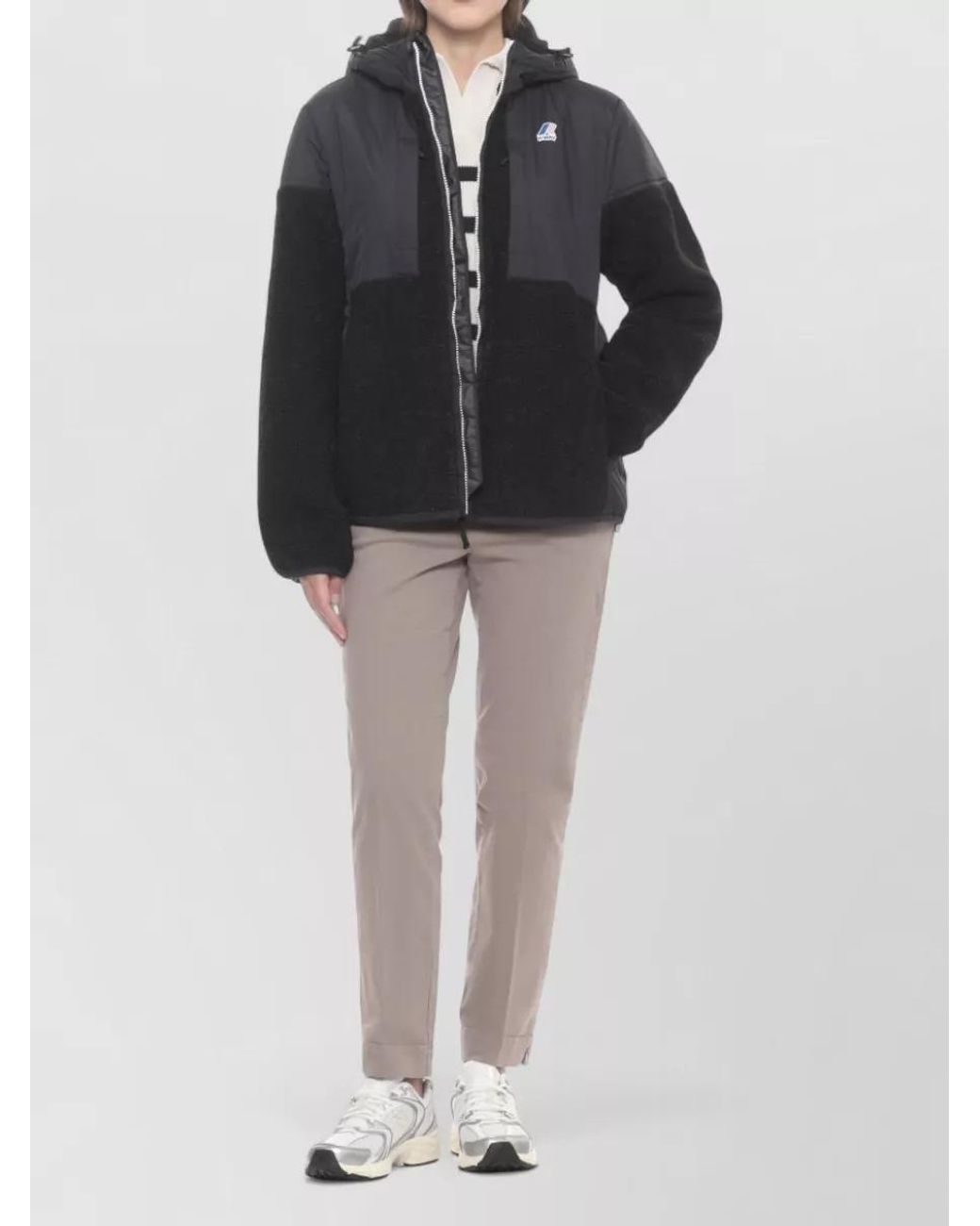 K-Way Black Hooded Faux Fur Jacket