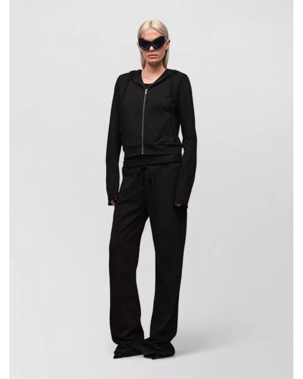Entire studios Black Cotton Cropped Zip-Up Hoodie