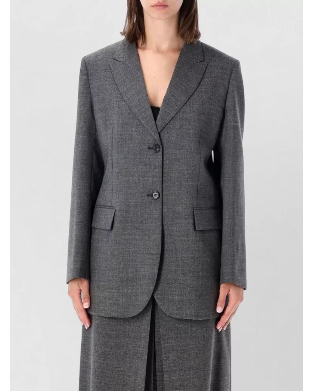 Prada Gray Virgin Wool Single-Breasted Blazer