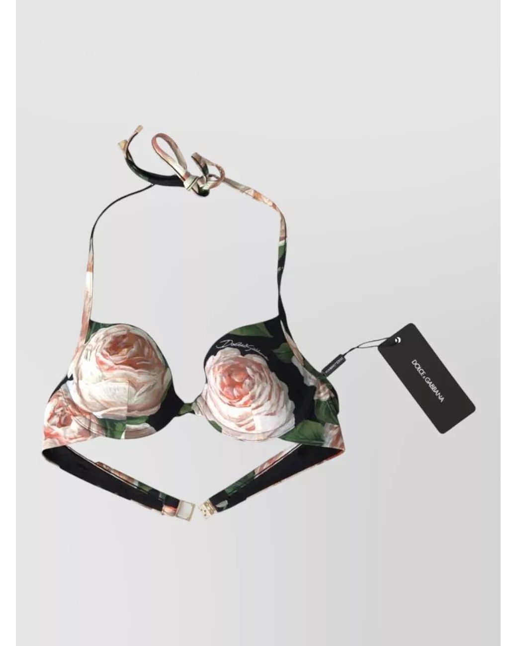 Dolce & Gabbana Metallic Floral-Print Balconette Bikini Top