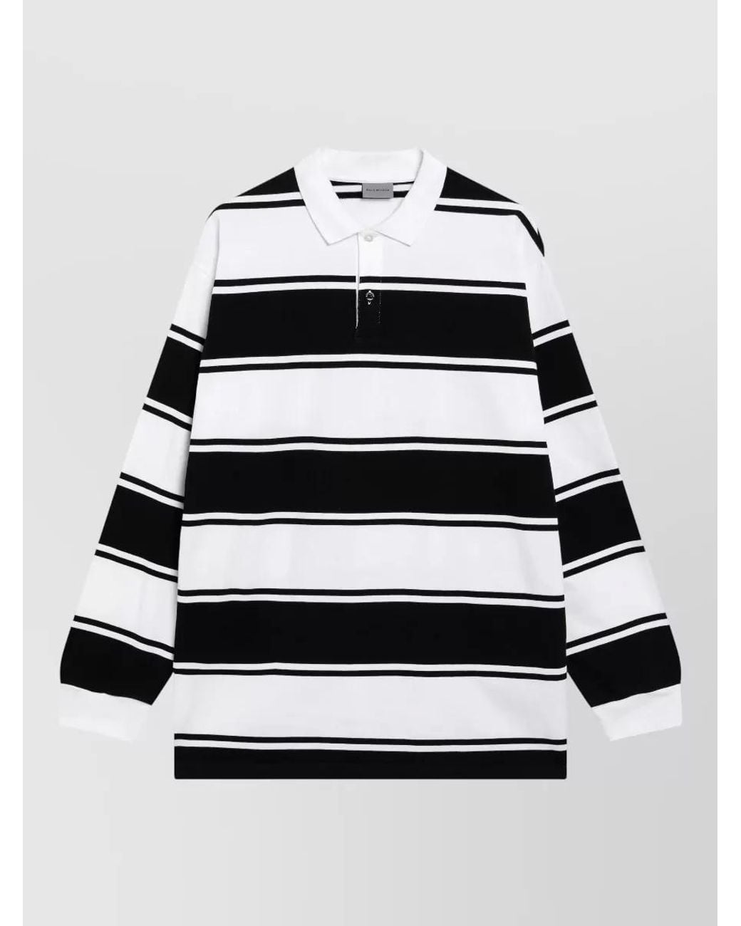 Balenciaga White Striped Long-Sleeve Polo Shirt for men