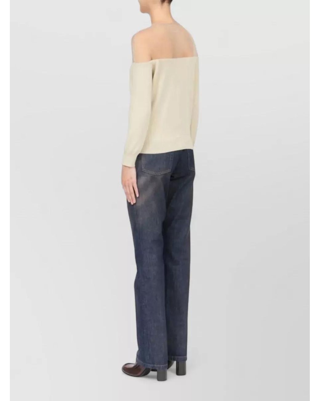 MM6 by Maison Margiela Natural Off Shoulder Cardigan