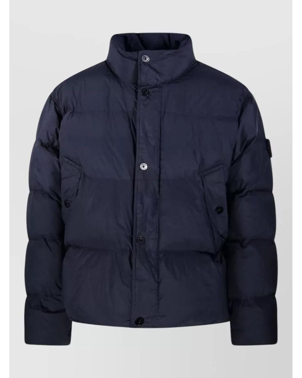 Stone Island Blue Quilted High-Neck Puffer Jacket for men
