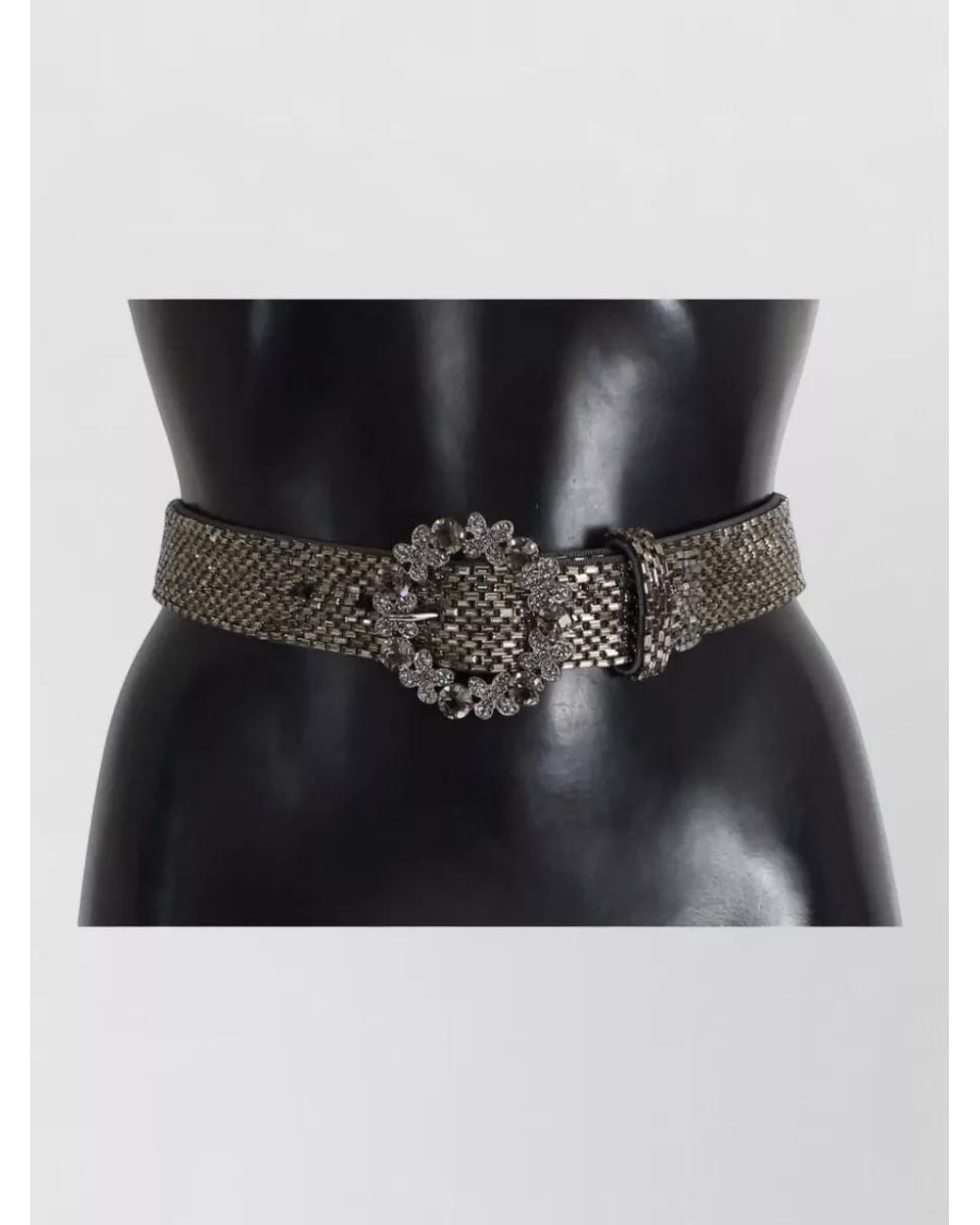Dolce & Gabbana Gray Crystal-Embellished Sequined Belt