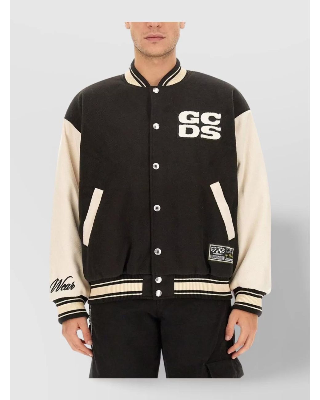 Gcds Black Varsity Bomber Jacket for men