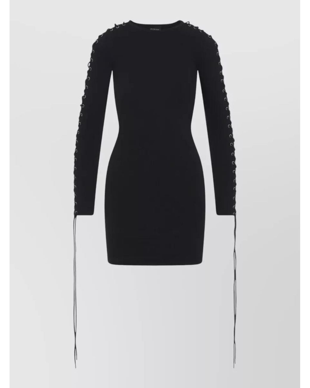 Balenciaga Blue Ribbed Cotton Lace-Up Mini Dress