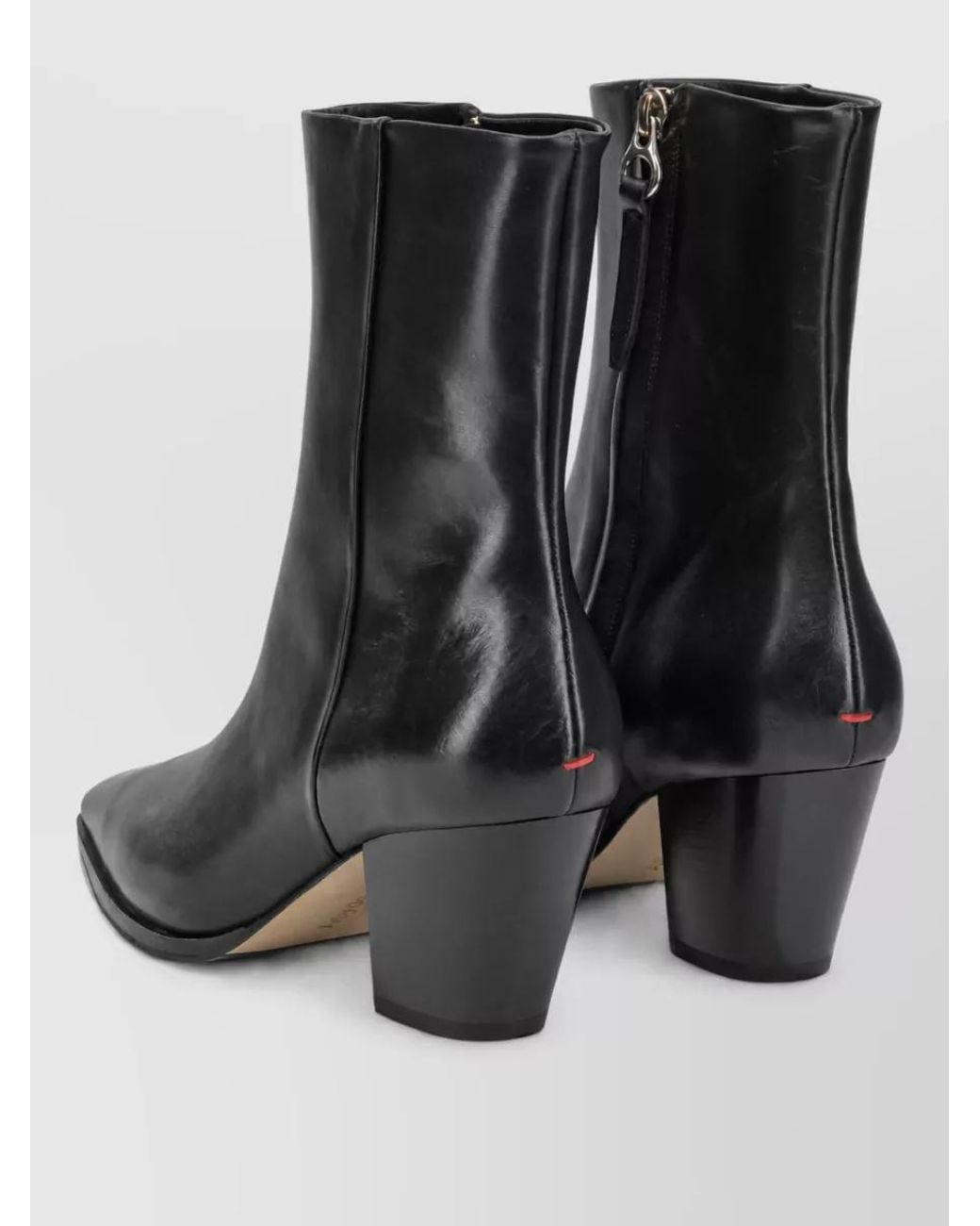 Aeyde Black Leather Zippered Ankle Boots