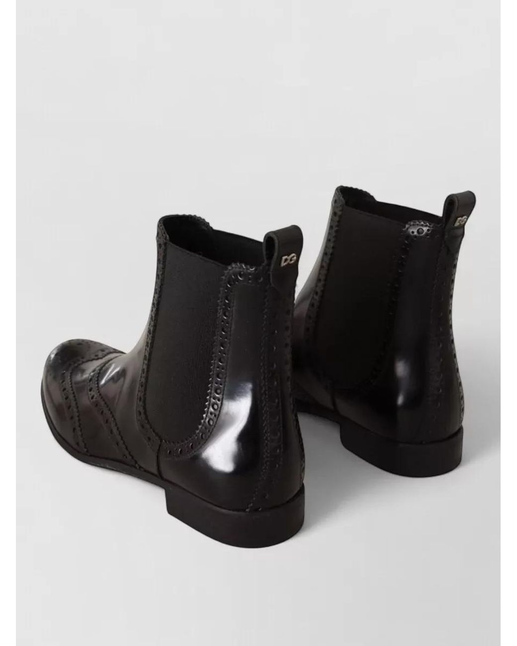 Dolce & Gabbana Black Leather Wingtip Ankle Oxford Boots