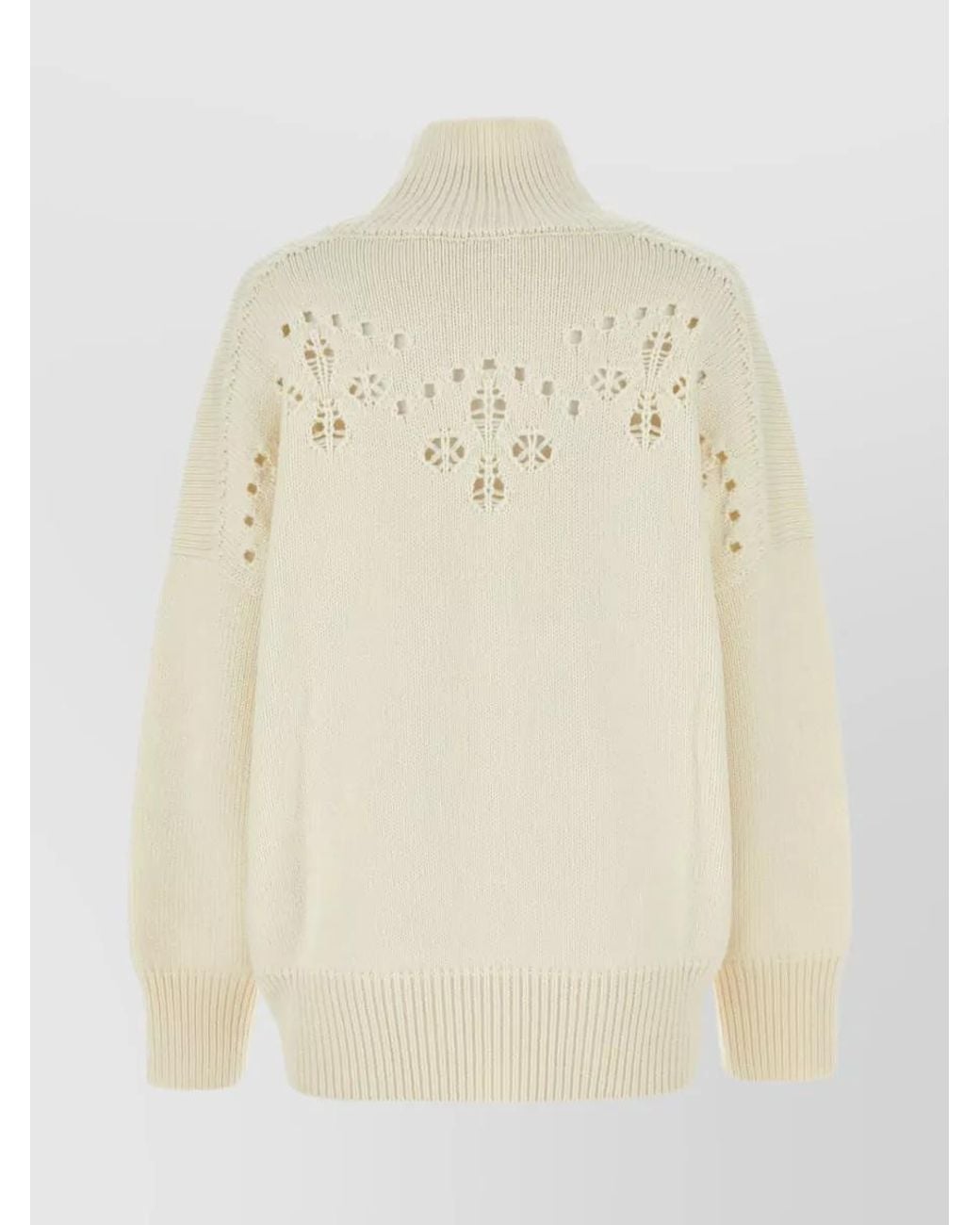 Chloé Natural Wool Pointelle-Knit Turtleneck Jumper