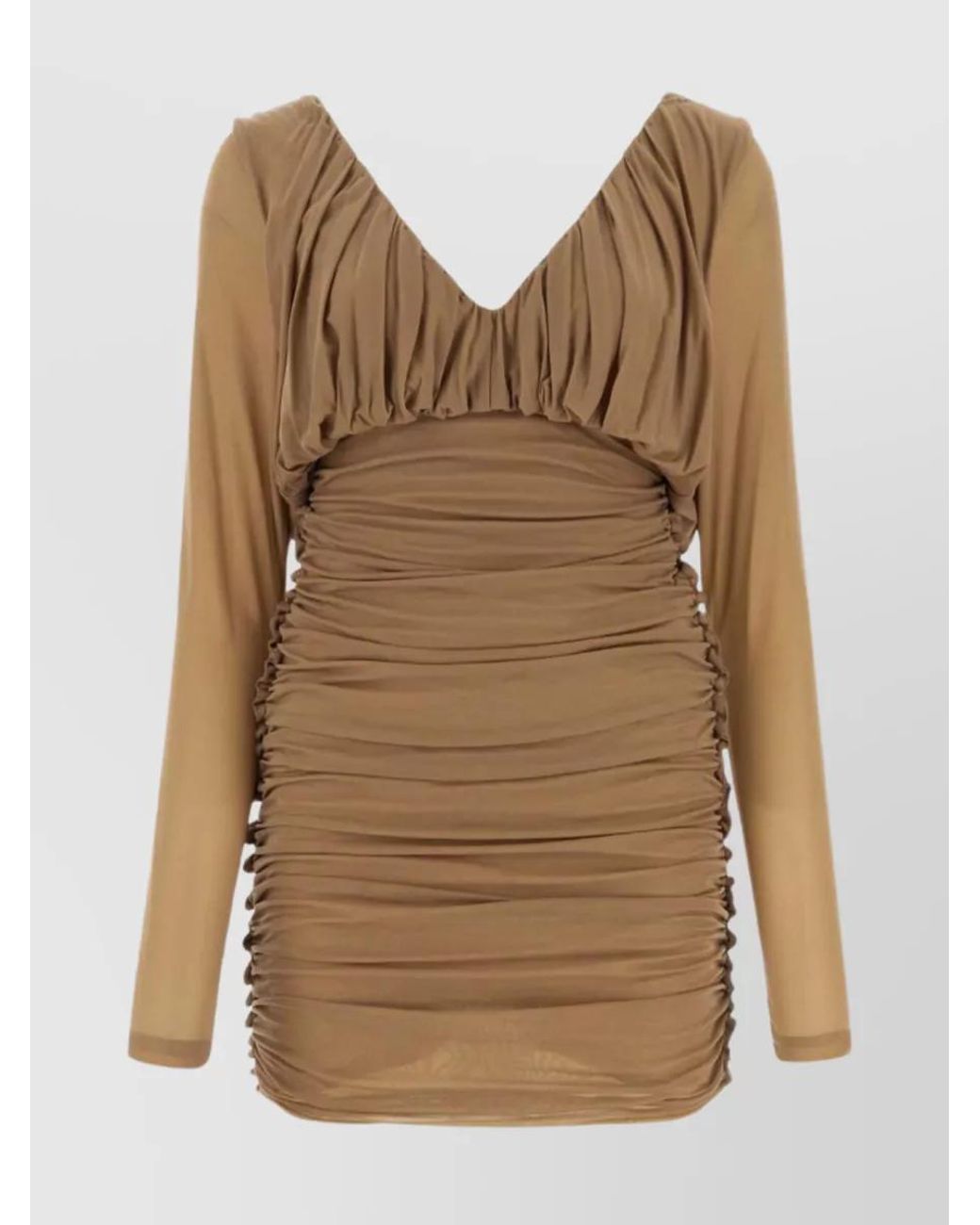 Saint Laurent Brown Biscuit Jersey Mini Dress