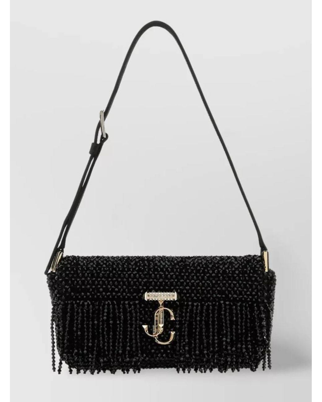 Jimmy Choo Black Avenue Mini Satin Shoulder Bag