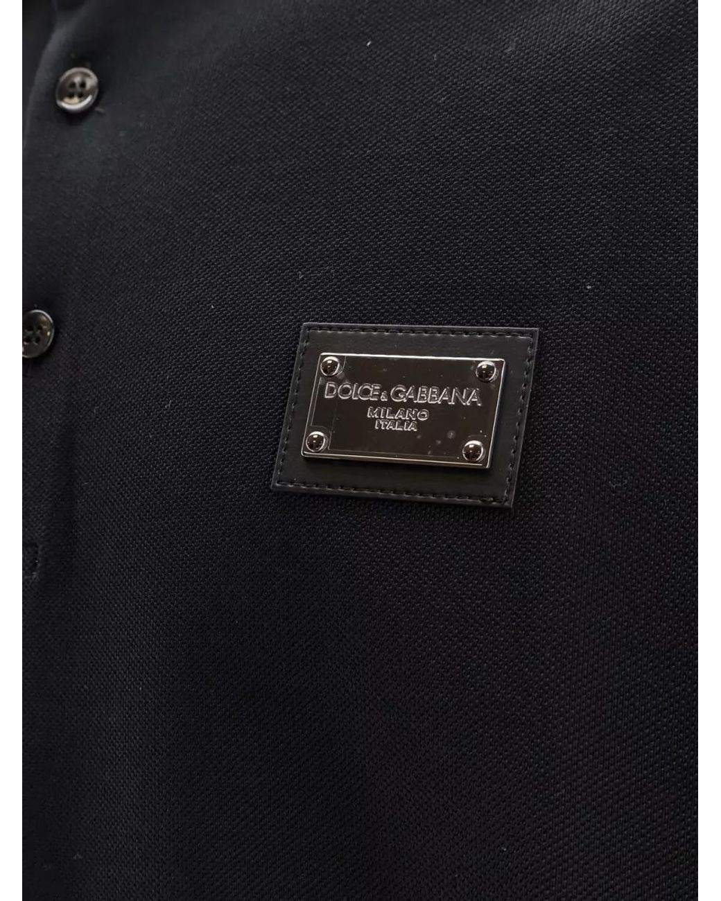 Dolce & Gabbana Black Cotton Piqué Regular-Fit Short-Sleeve Polo Shirt for men