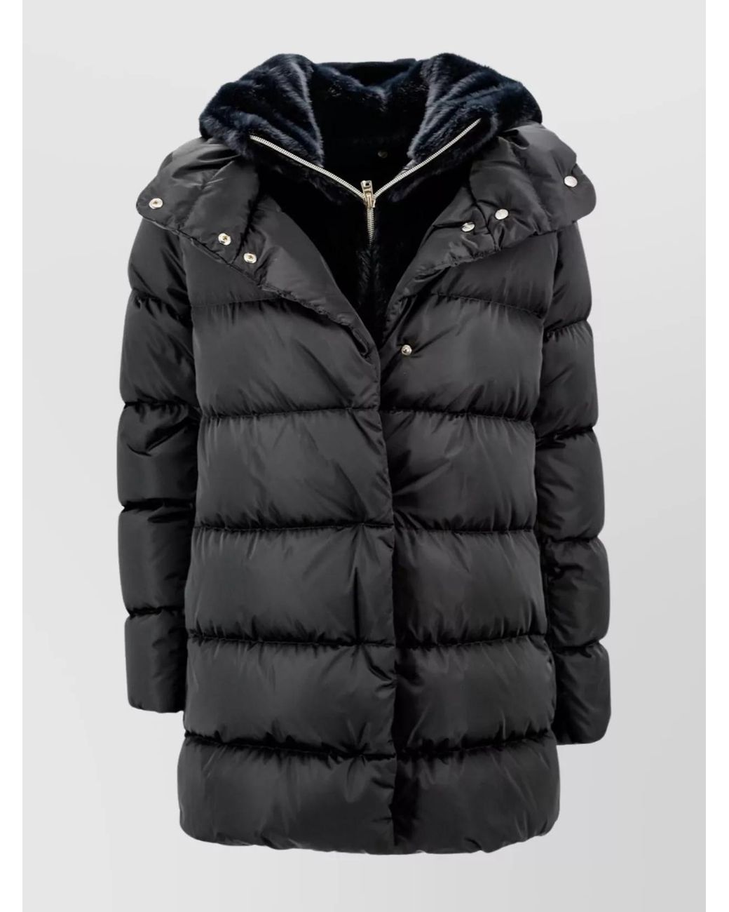 Herno Black Layered Long Down Jacket