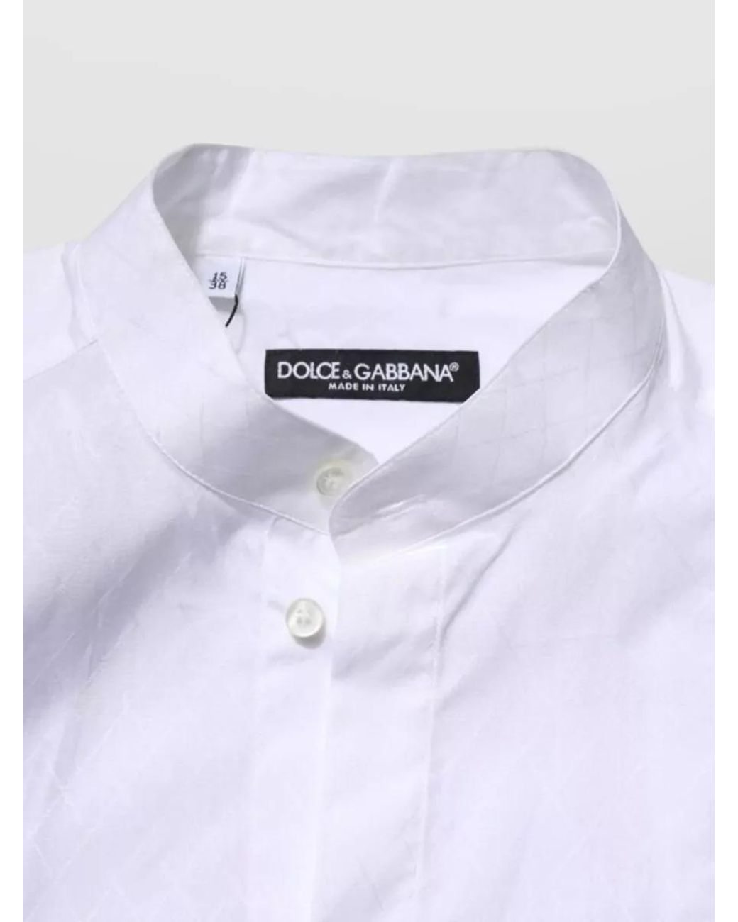 Dolce & Gabbana White Cotton Slim-Fit Long-Sleeve Mandarin-Collar Shirt for men