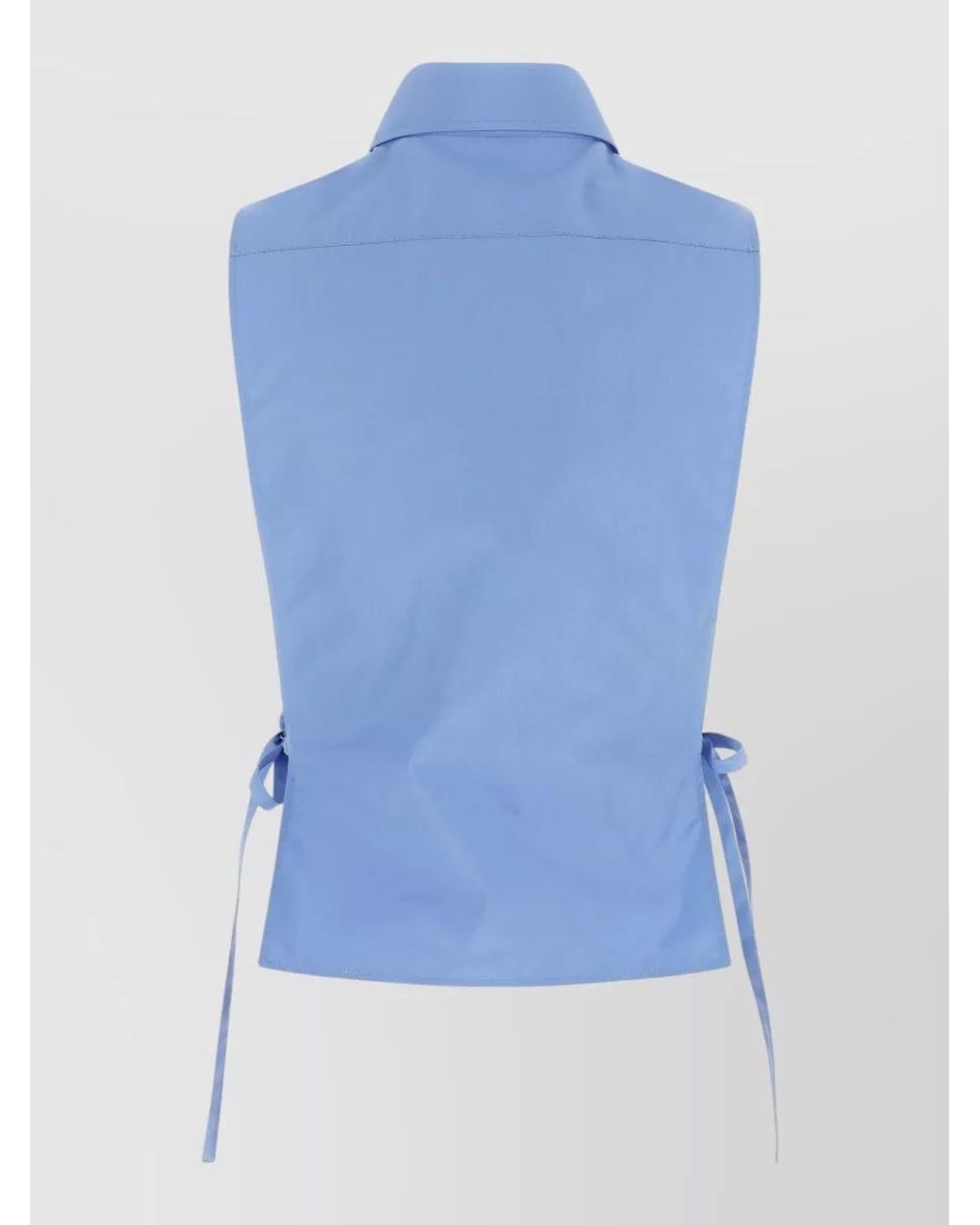 Miu Miu Blue Cotton Sleeveless Poplin Shirt