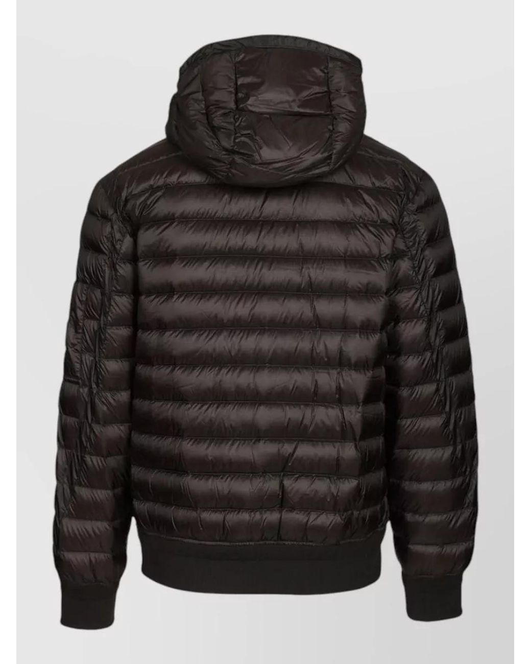 C P Company Black Down Hooded Quilted Padded Coat for men