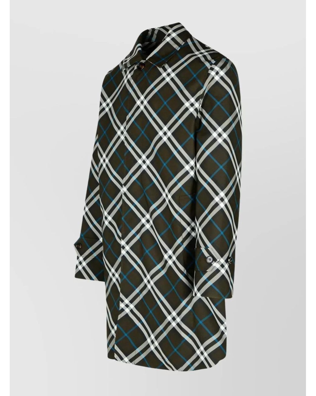 Burberry Gray Checked Midi Trench Coat for men