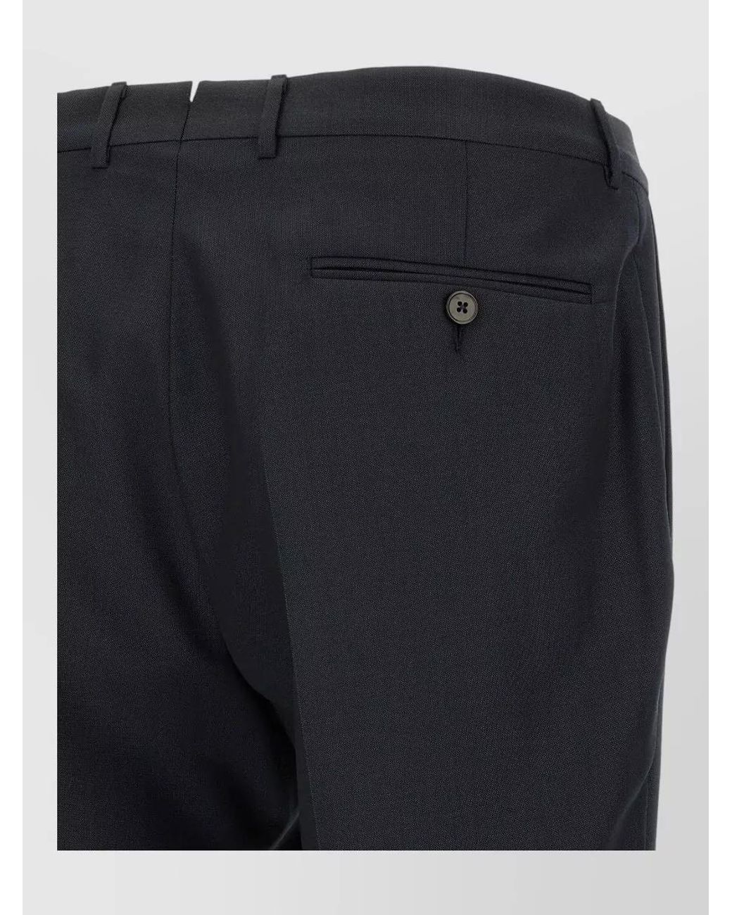 Zegna Blue Wool Straight-Leg Tailored Trousers for men