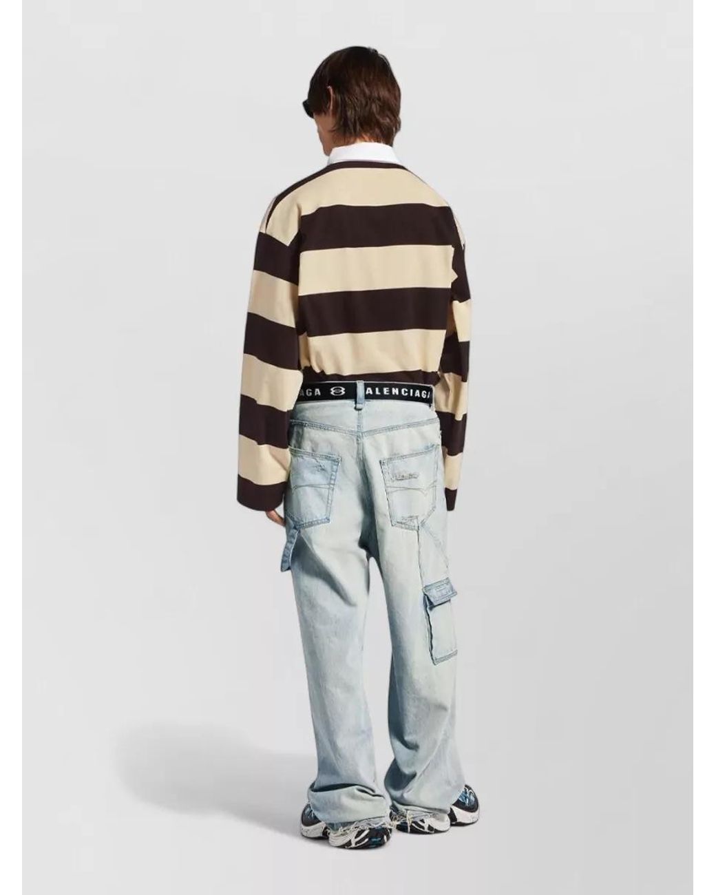 Balenciaga Multicolor Striped Relaxed-Fit Long-Sleeve Polo Shirt for men