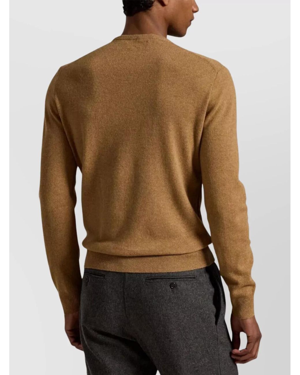Polo Ralph Lauren Brown Crew Neck Long Sleeve Pullover With Ribbed Cuffs for men