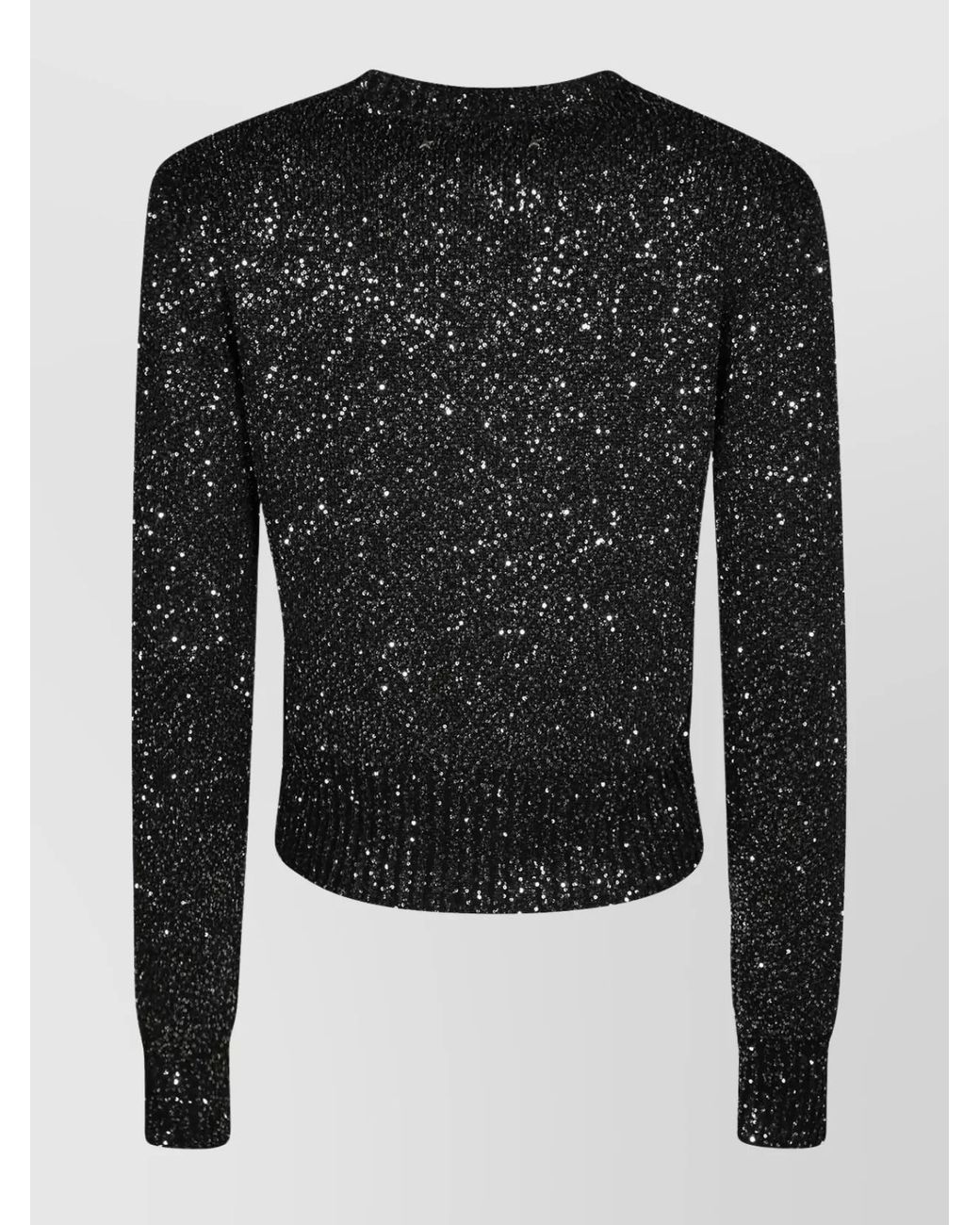 Golden Goose Deluxe Brand Black Sequined Wool Blend Crew Neck Ribbed Jumper