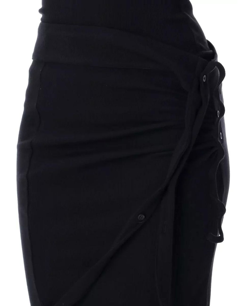 OTTOLINGER Black Ribbed Ruched Asymmetric Mini Skirt