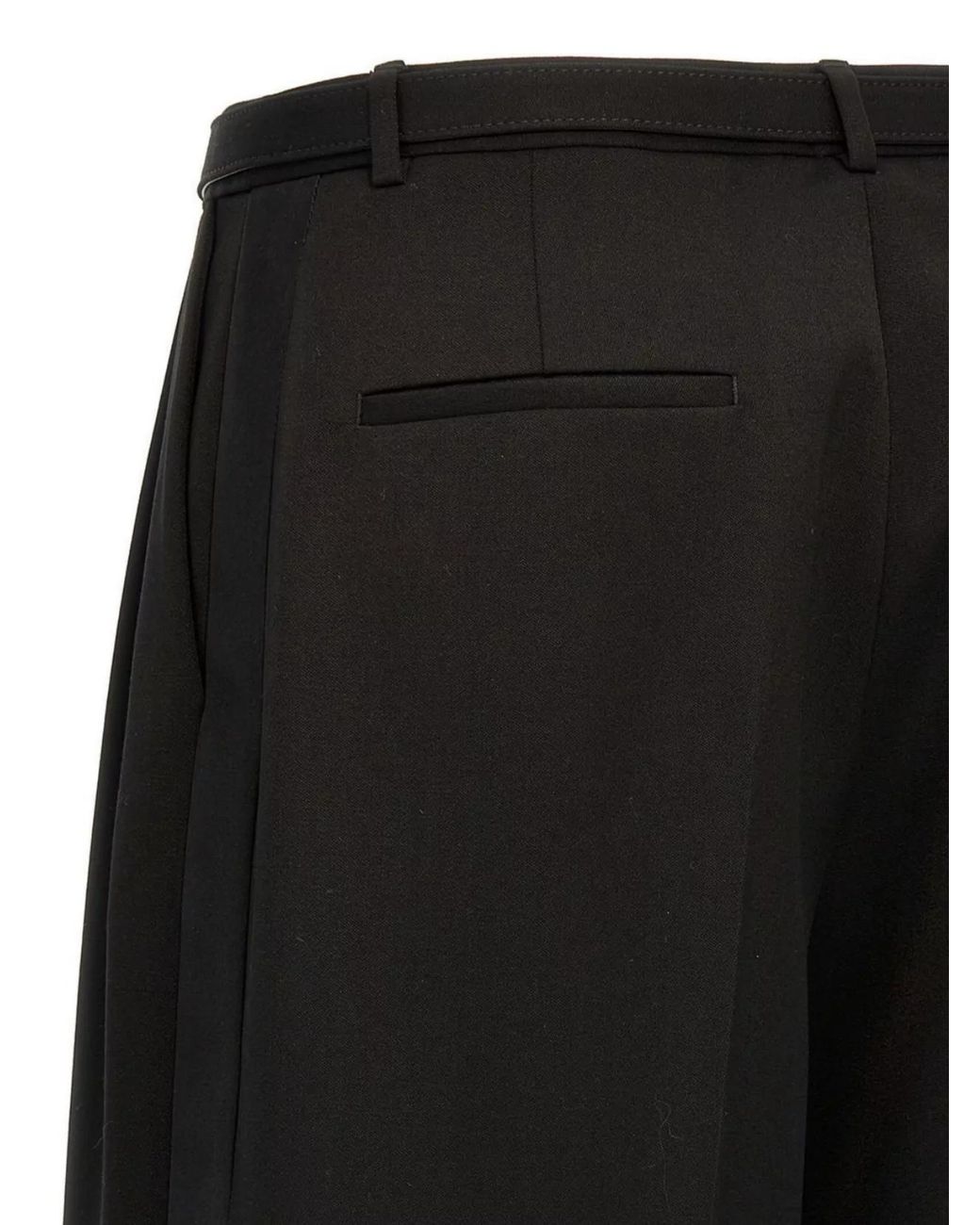 Jil Sander Black Wool Wide-Leg Straight-Leg Tailored Trousers