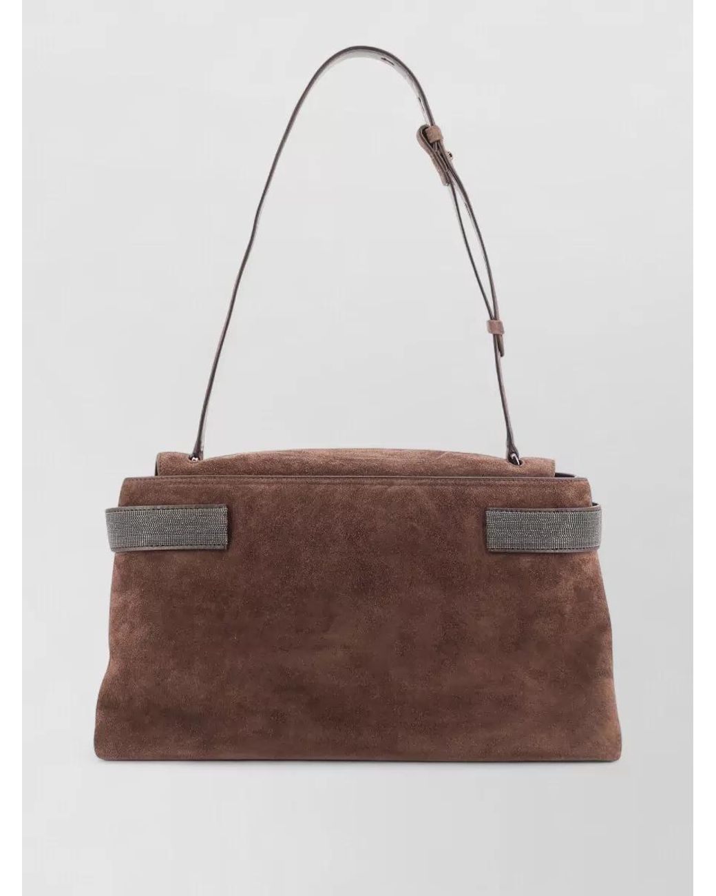 Brunello Cucinelli Brown Monili Suede Clutch Bag
