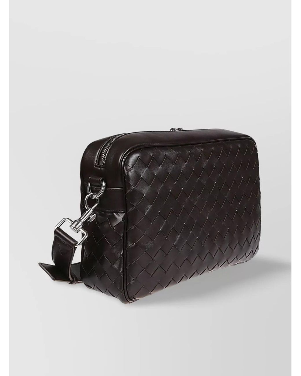 Bottega Veneta Black Leather Intrecciato Shoulder Bag for men