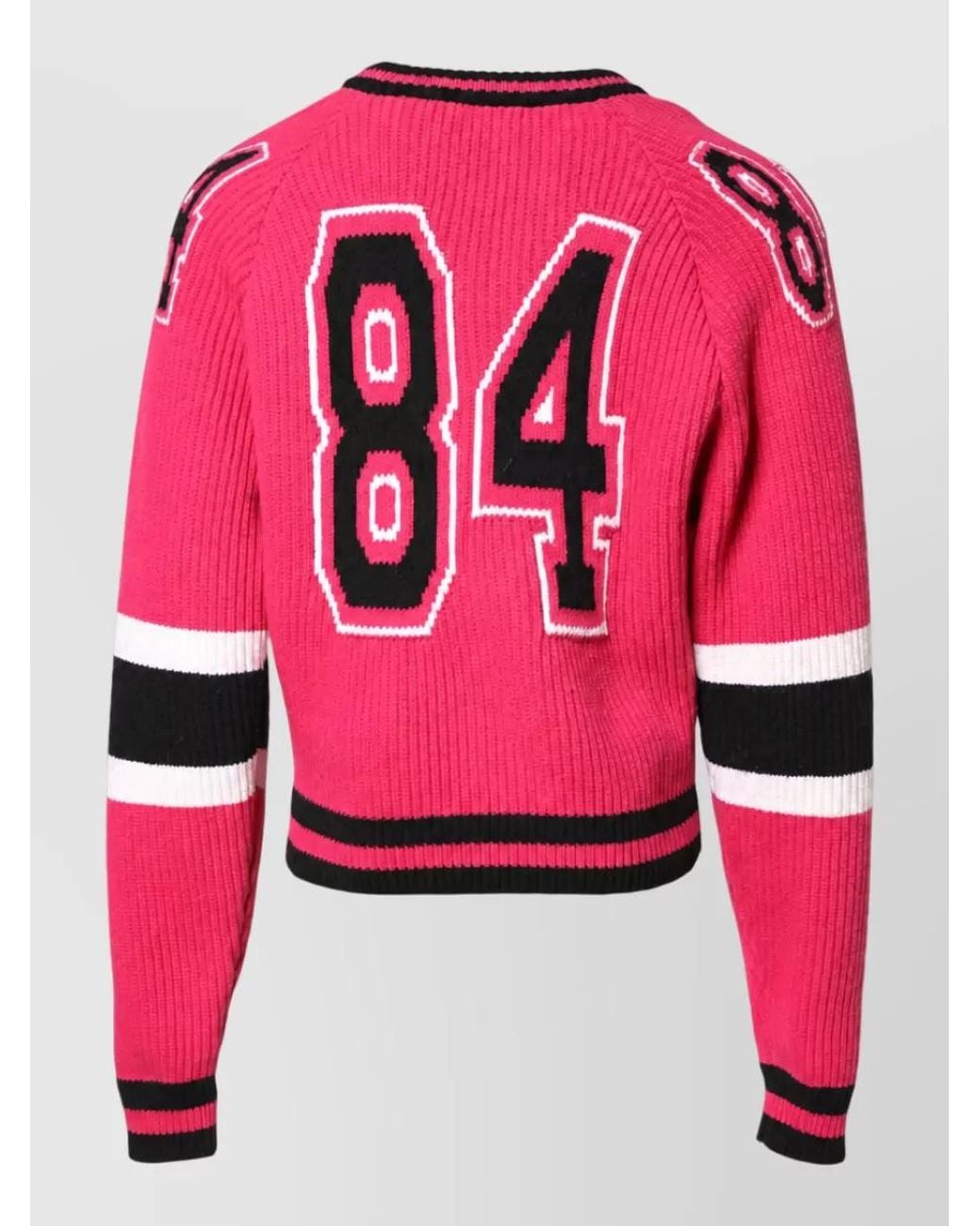 Dolce & Gabbana Pink Ribbed Logo-Print Knit Sweater