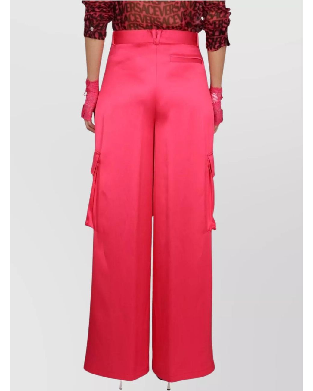 Versace Red Wide-Leg Trousers