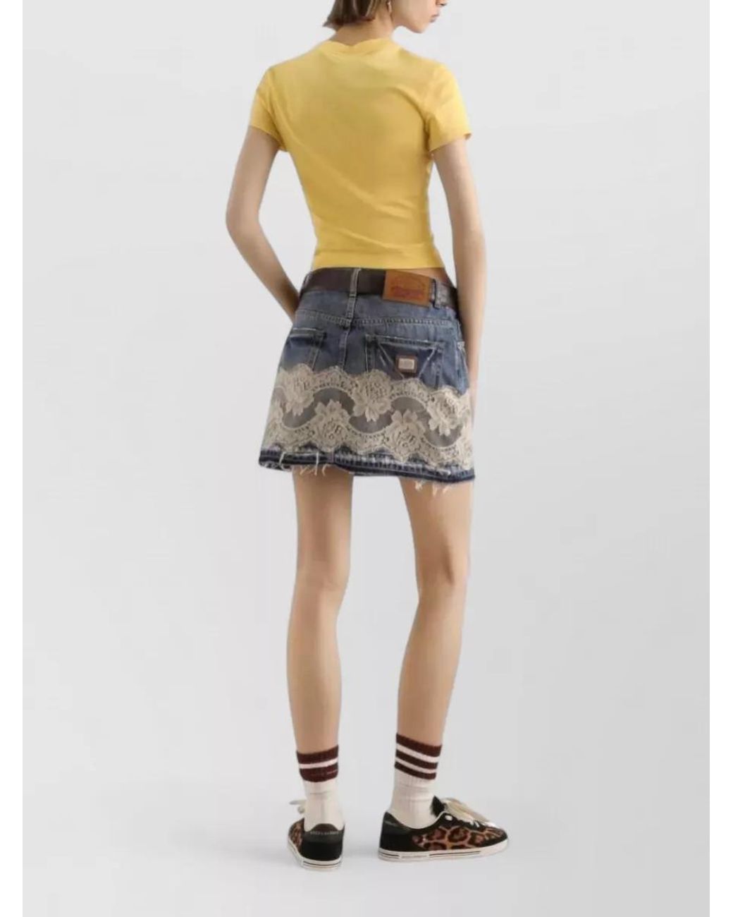 Dolce & Gabbana Blue Lace Insert Mini Skirt