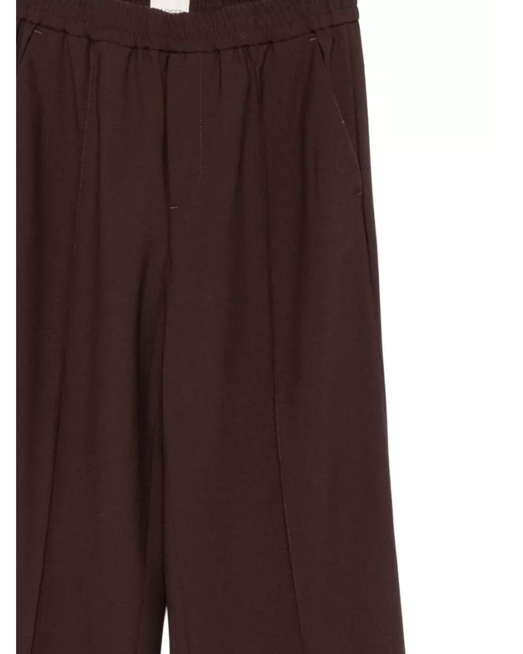 Closed Brown Virgin Wool Blend Straight-Leg Trousers