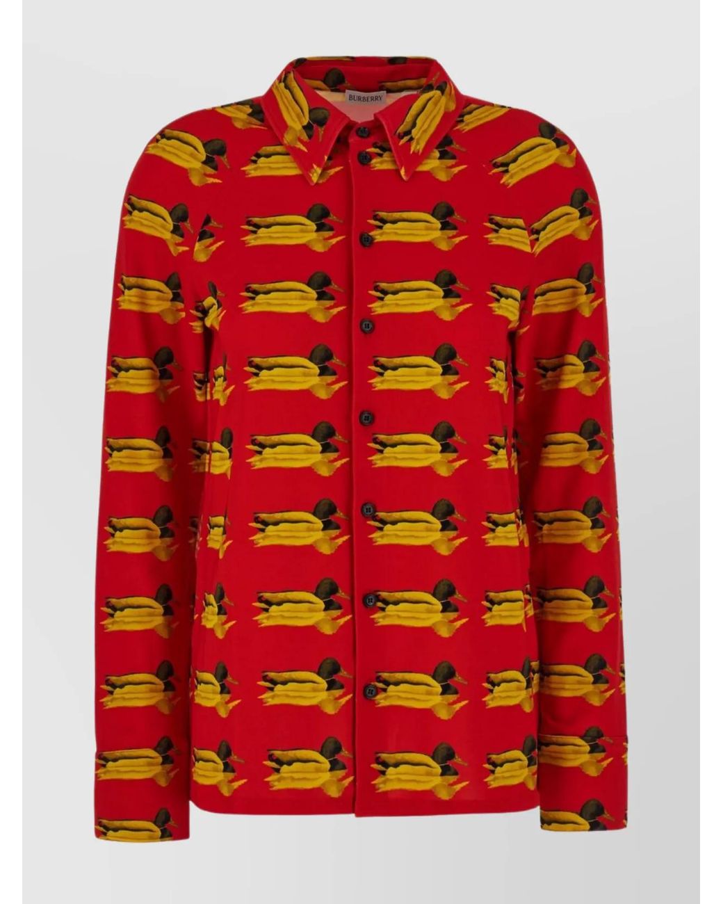 Burberry Red Printed Stretch Viscose Shirt