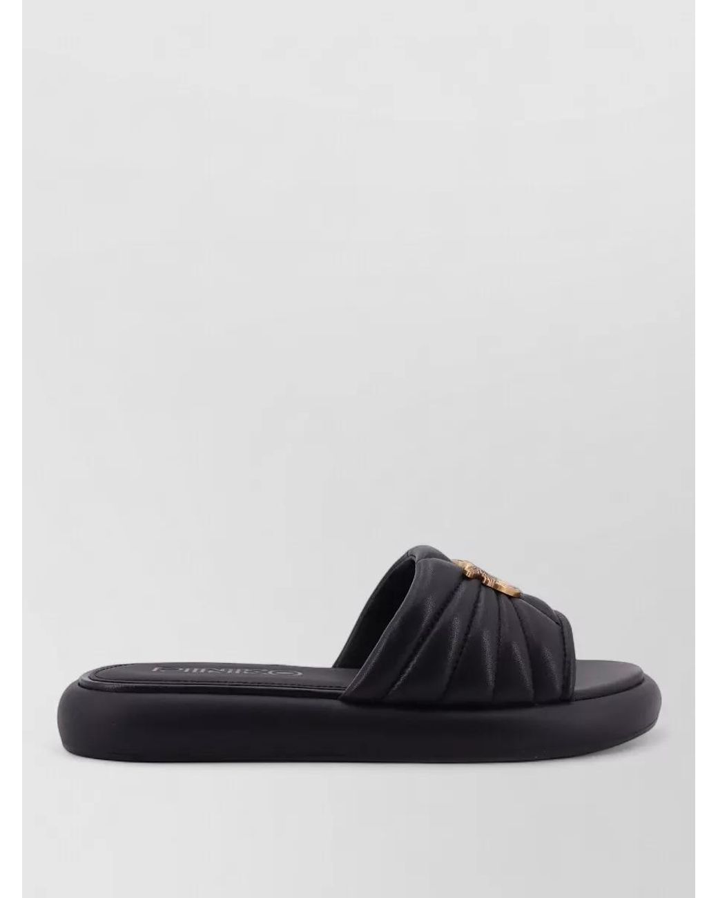 Pinko Black Leather Slides