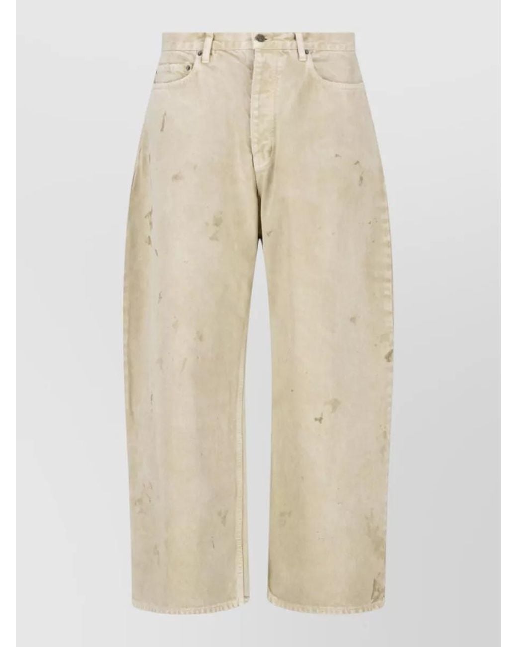 Balenciaga Natural Denim Relaxed-Fit Cropped Curved-Leg Jeans for men