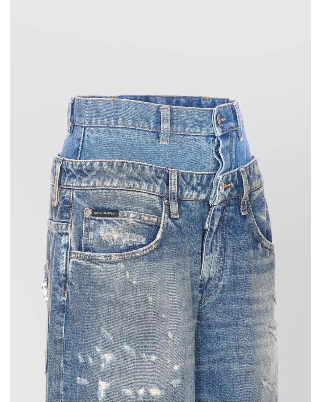 Dolce & Gabbana Blue Denim High-Rise Wide-Leg Jeans